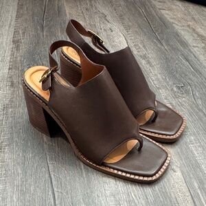 SARTO By Franco Sarto Dark Brown Leather Block Heels